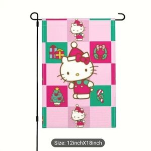 Hello Kitty Holiday Garden Flag - Pink, Green, Red